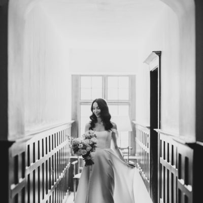 Bride twirling in her wedding dress