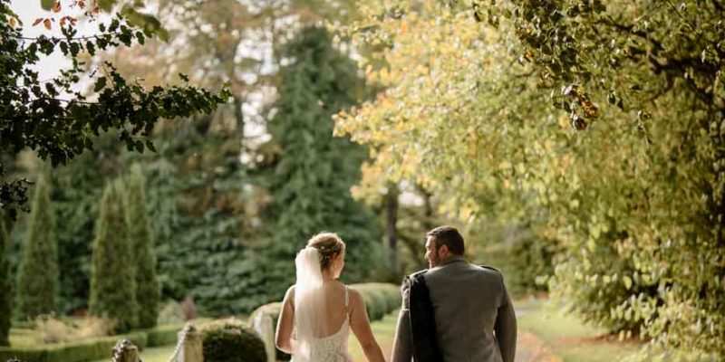 Couple walking off in love