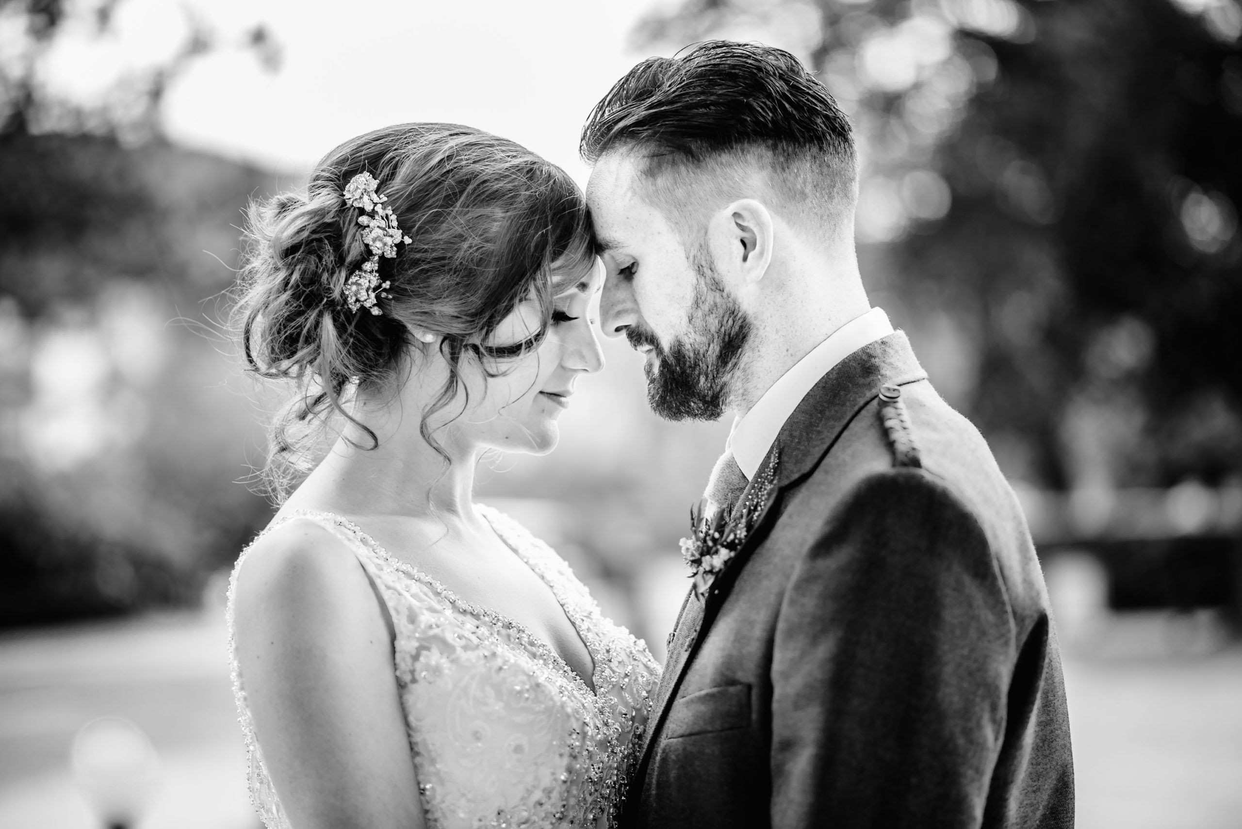 Bride and groom sharing an intimate moment