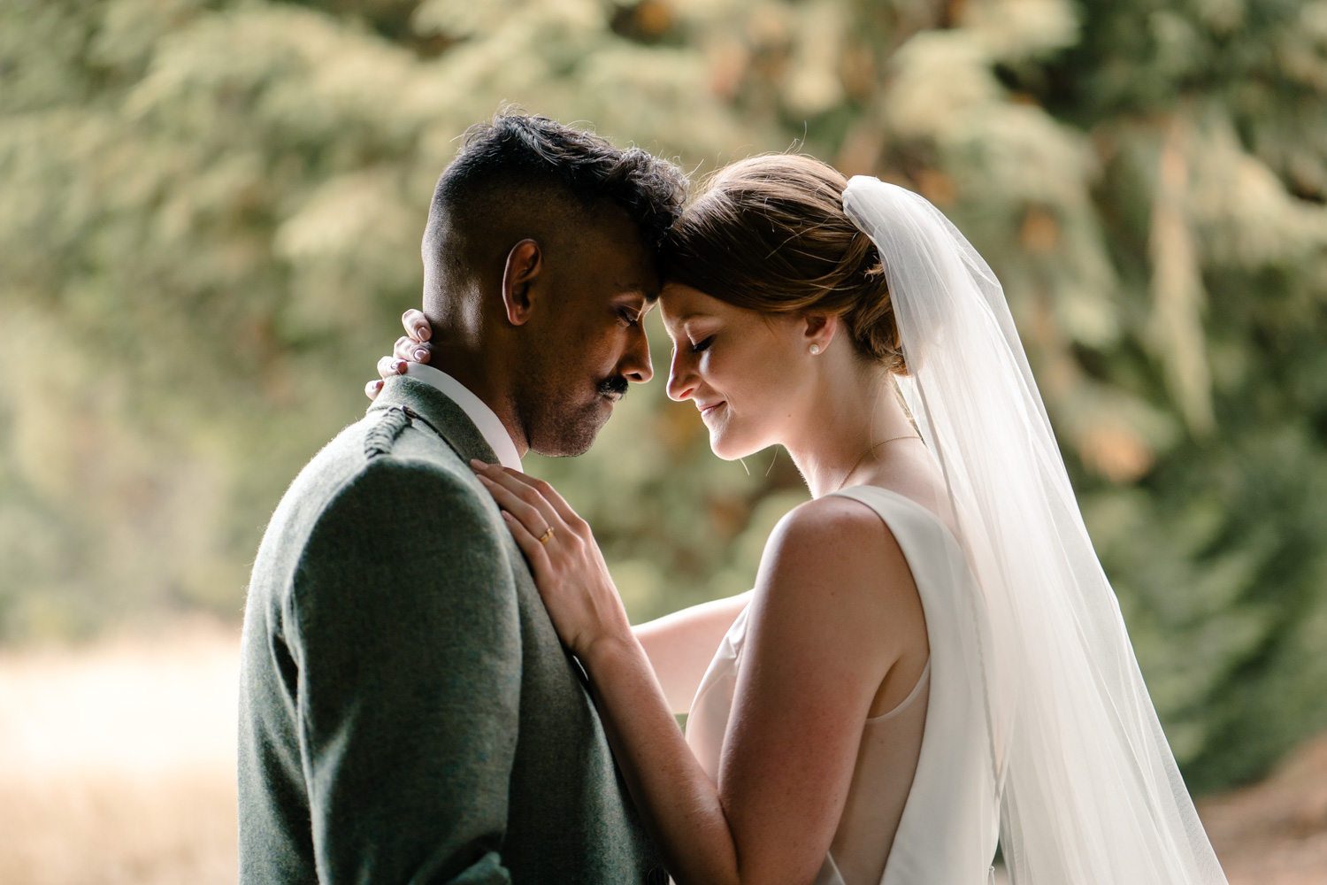 Bride and groom sharing a quiet moment together